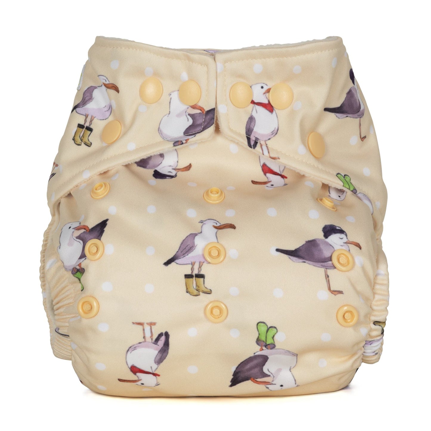 Yellow One Size Seagulls Bird Seaside Reusable Cloth Nappy