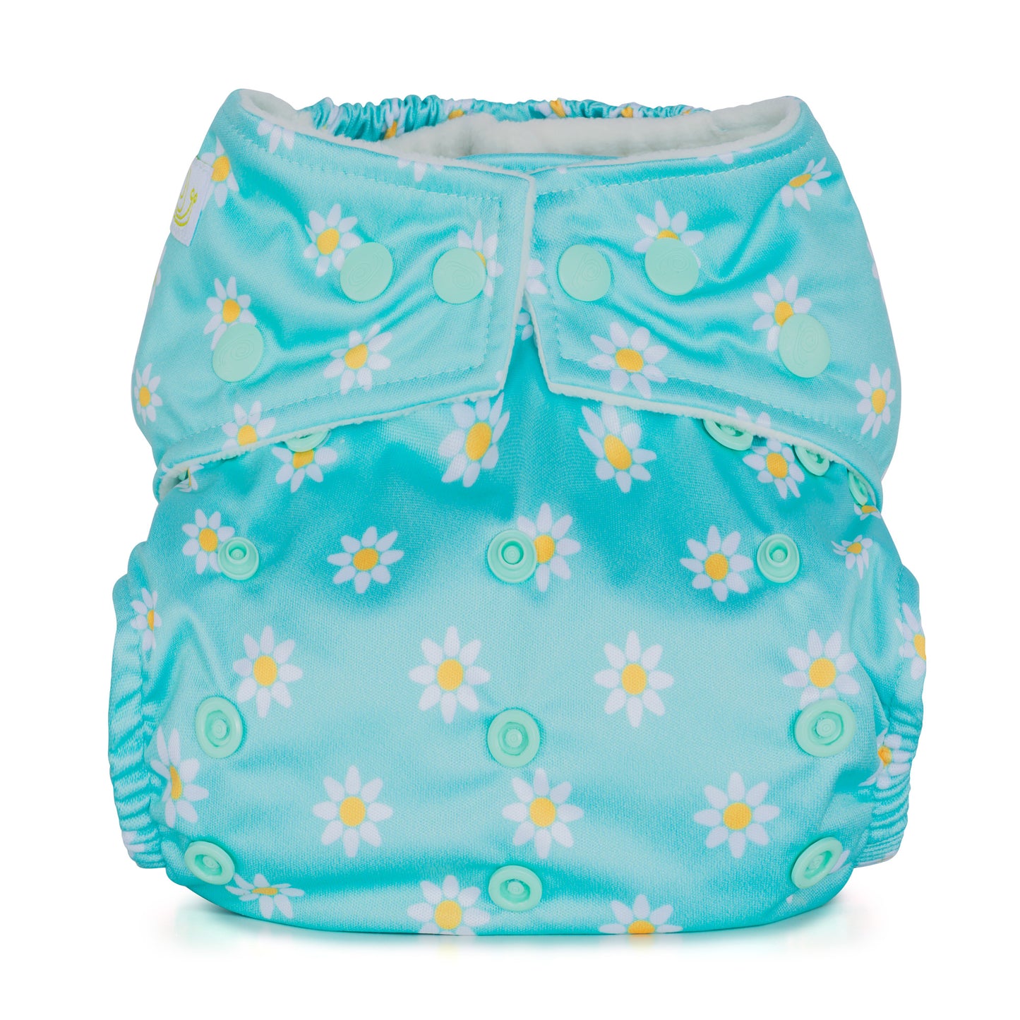Blue White Baba+Boo One Size Daisies Flowers Reusable Cloth Nappy