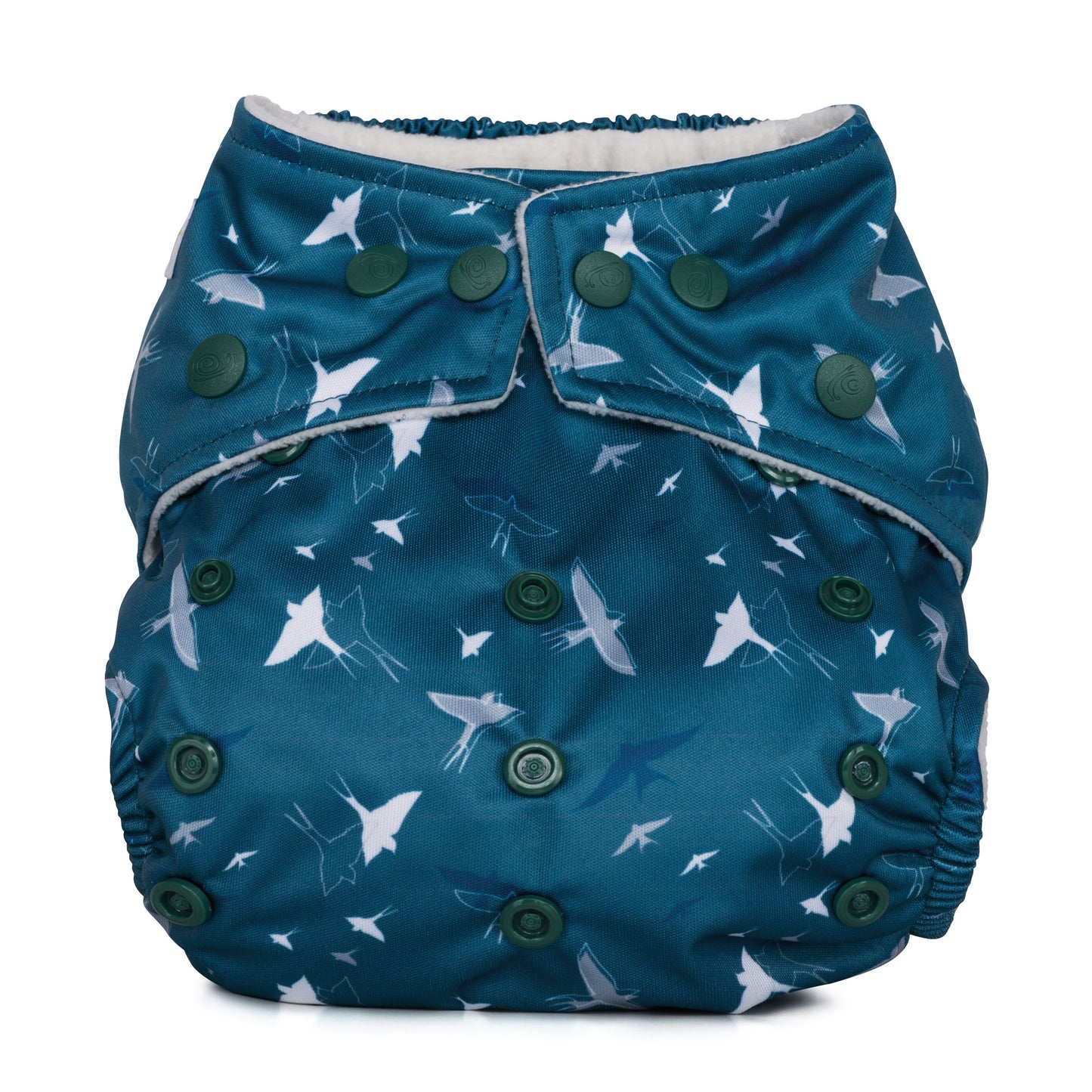 Blue Navy One Size Swallows Birds Reusable Cloth Nappy