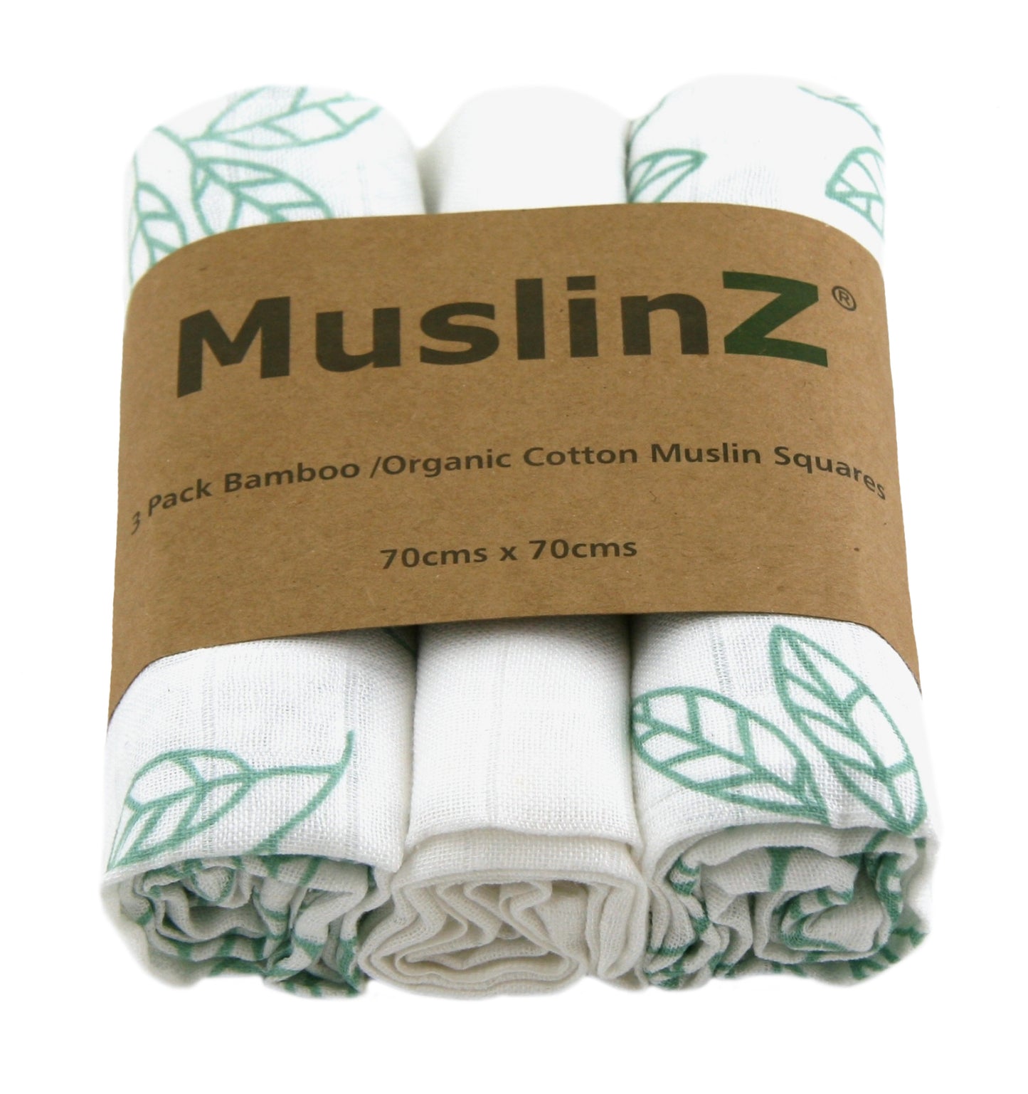 Eco Baby Bamboo Organic Cotton Leaf Print Muslin Squares