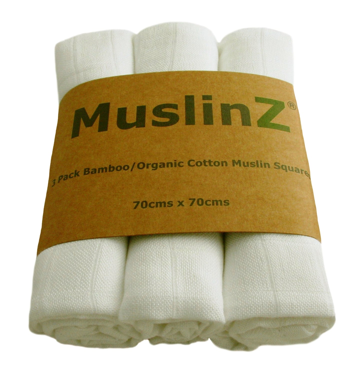 Eco Baby Bamboo Organic Cotton Plain White Muslin Squares