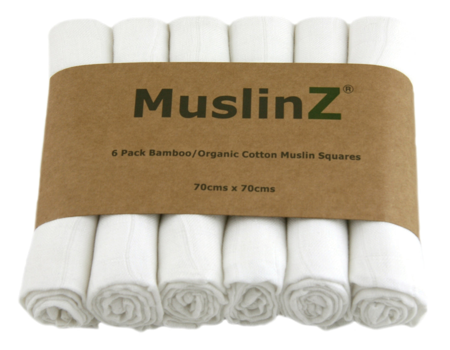 Eco Baby Bamboo Organic Cotton Plain White Muslin Squares