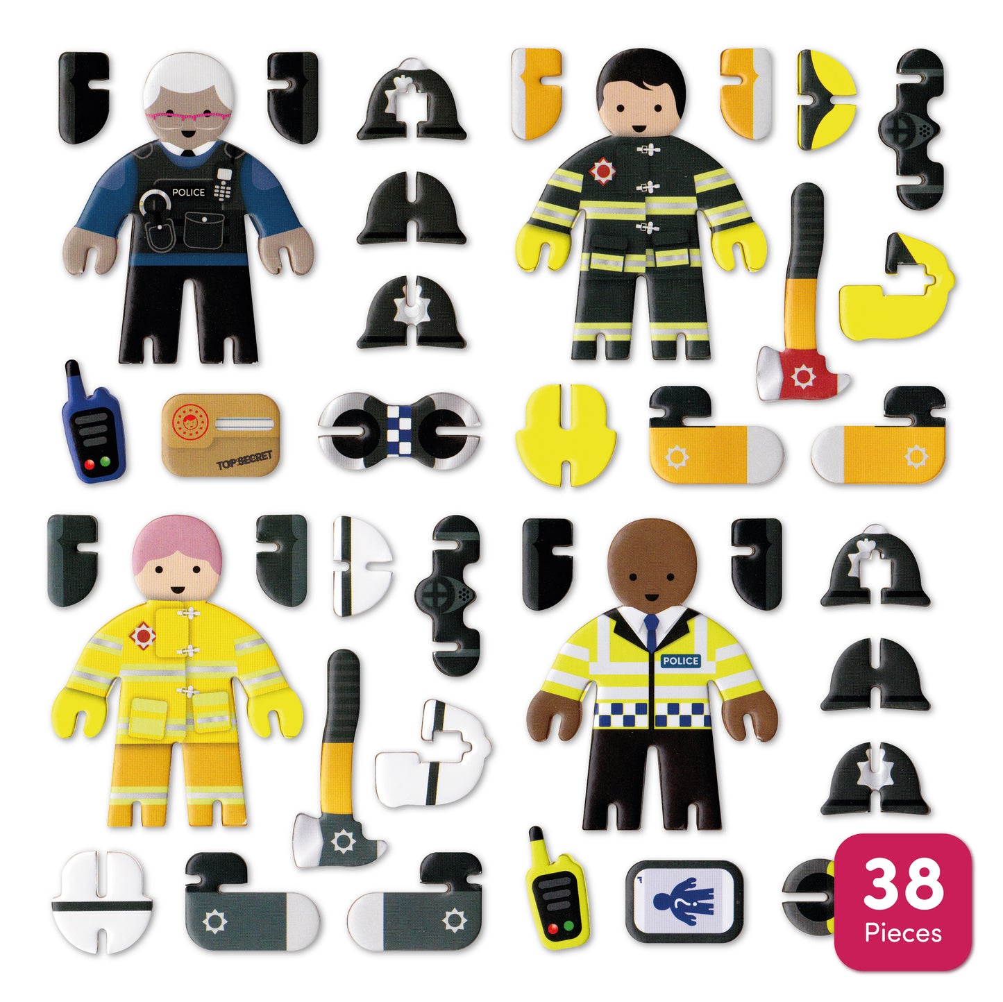 Playpress Eco Friendly Zero Waste Children's Police Officer Firefighter Rescue Team Playset Gift