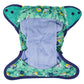 Inside Of Green Blue Pop-in One Size Around The Garden Reusable Cloth Nappy, With Popper Fastening