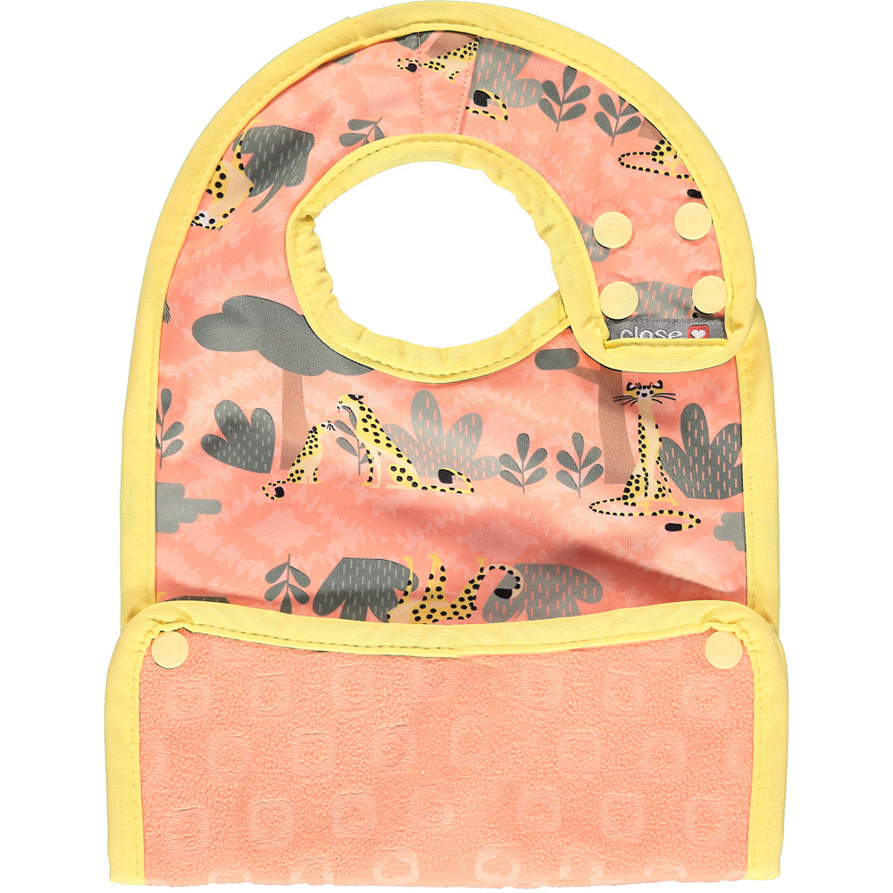 Peach Yellow Pop-in Stage 2 Bib Cheetah Recycled Plastic