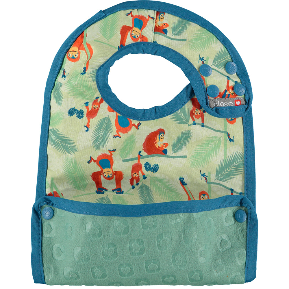 Green Blue Pop-in Stage 2 Bib Orangutan Recycled Plastic