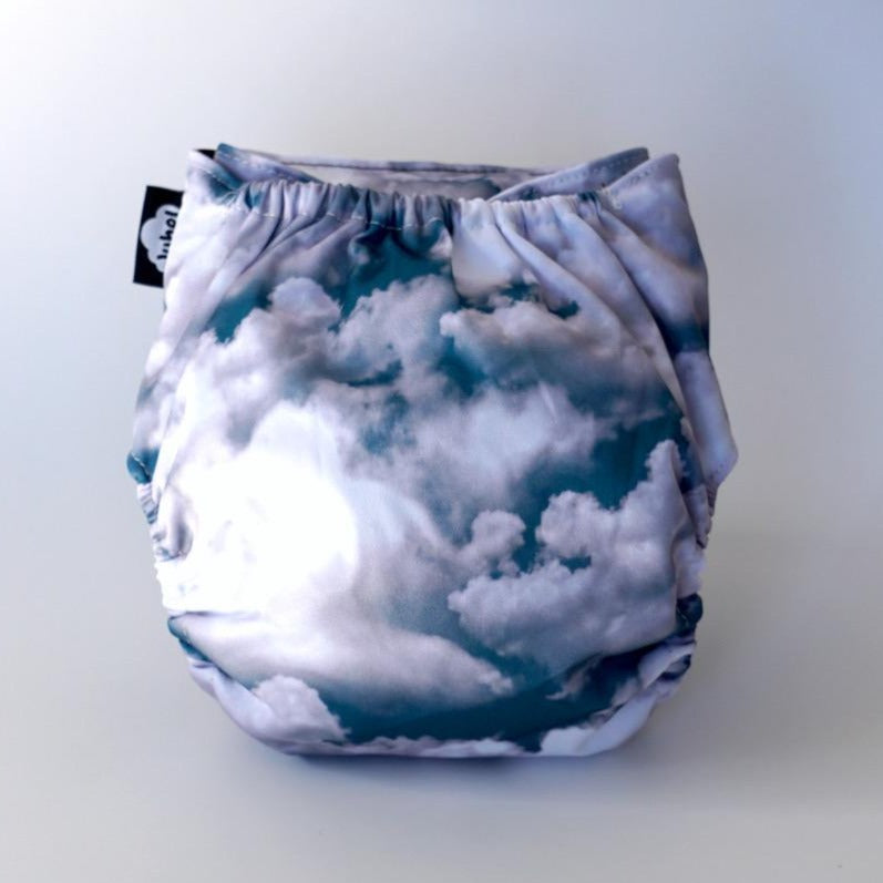 White Blue One Size Wolken Sky Clouds Reusable Cloth Nappy