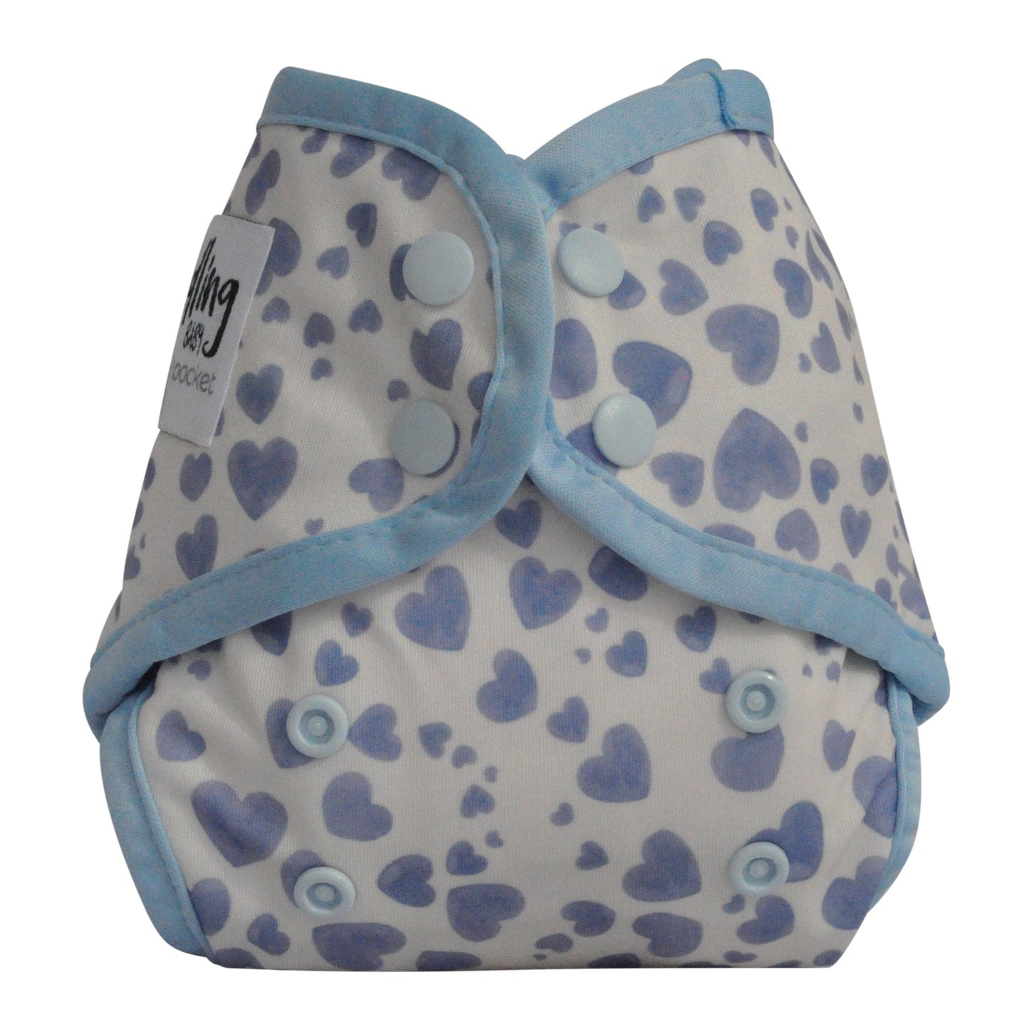 Seedling Baby Reusable Newborn MulitFit Blue Hearts Pocket Nappy