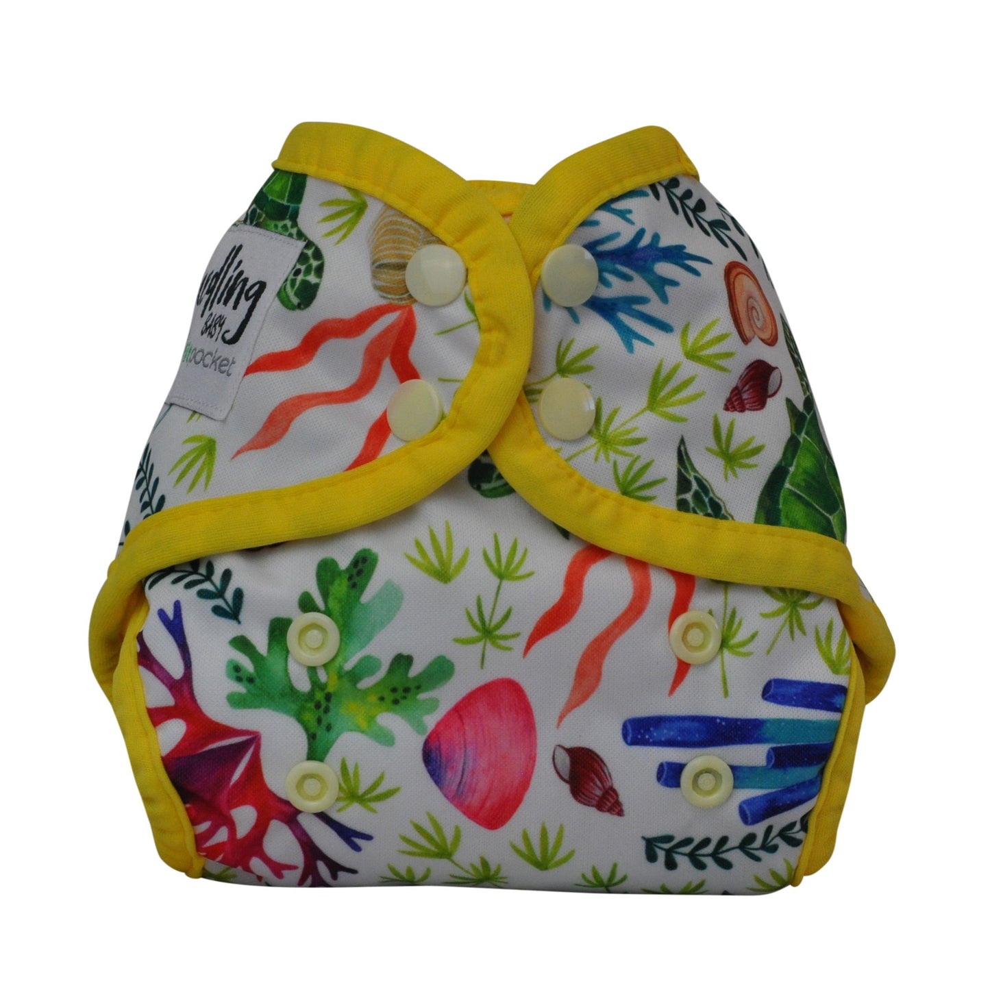 Seedling Baby Reusable Newborn MulitFit Sandy Reef Pocket Nappy