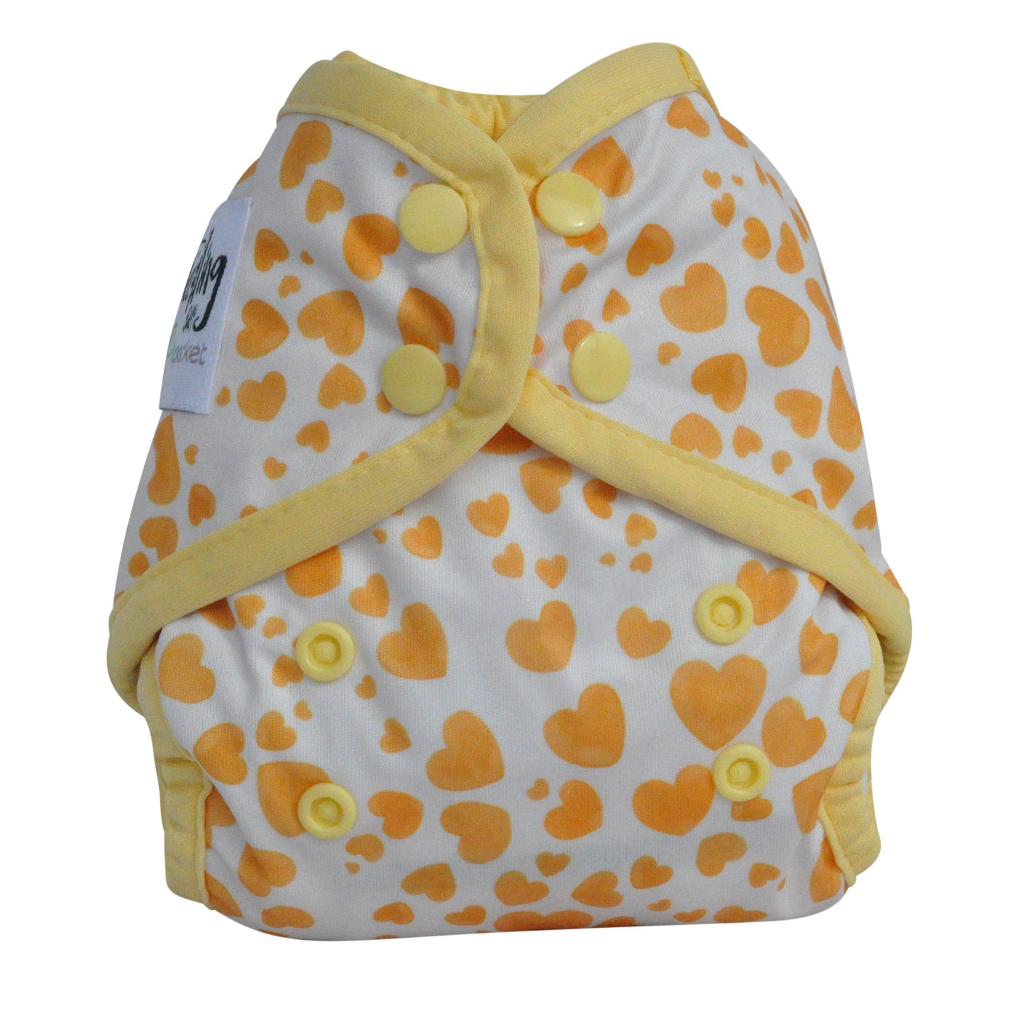 Seedling Baby Reusable Newborn MulitFit Yellow Hearts Pocket Nappy