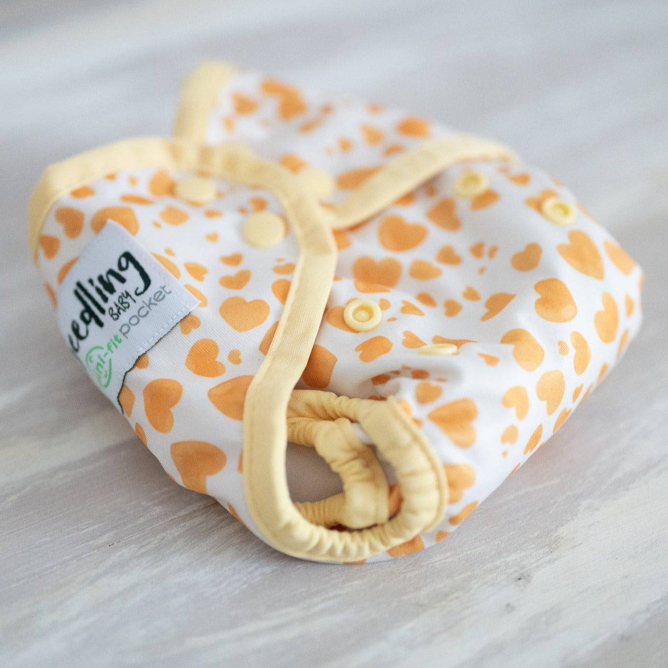 Seedling Baby Reusable Newborn MulitFit Yellow Hearts Pocket Nappy