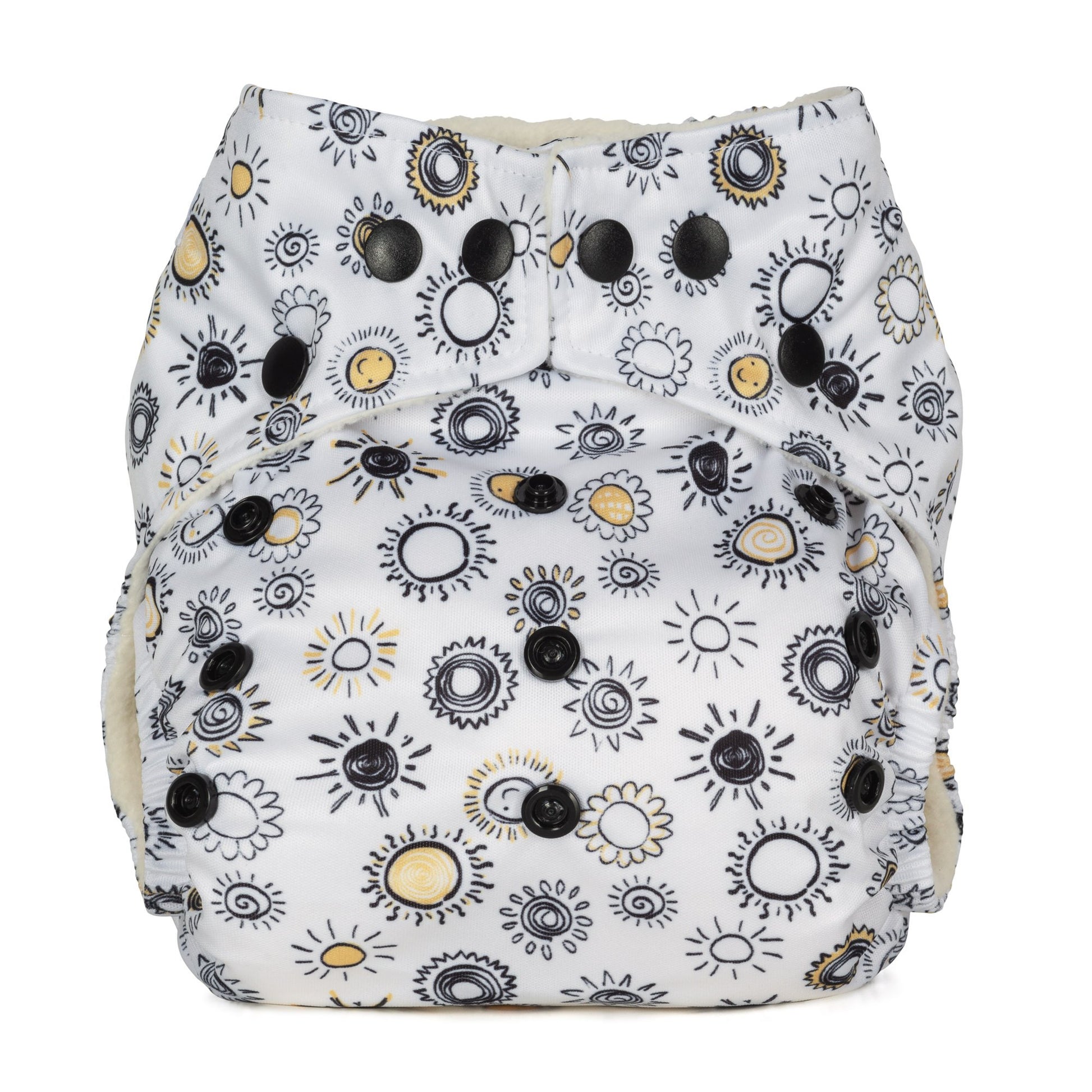 White Black One Size Sunshine Sun Sky Reusable Cloth Nappy