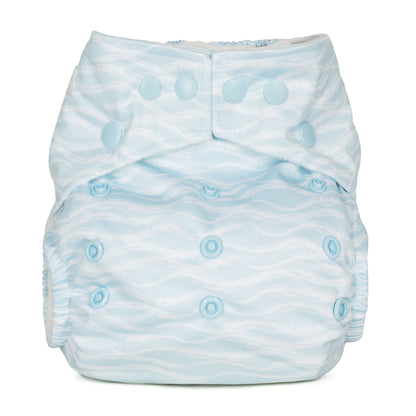 Pastel Blue One Size Waves Sea Reusable Cloth Nappy