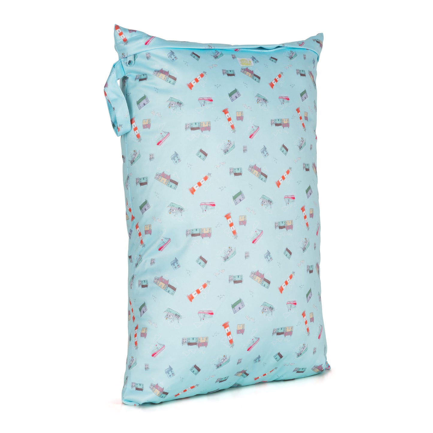 Blue Harbour Beach Lighthouse Large Reusable Nappy Wet Bag