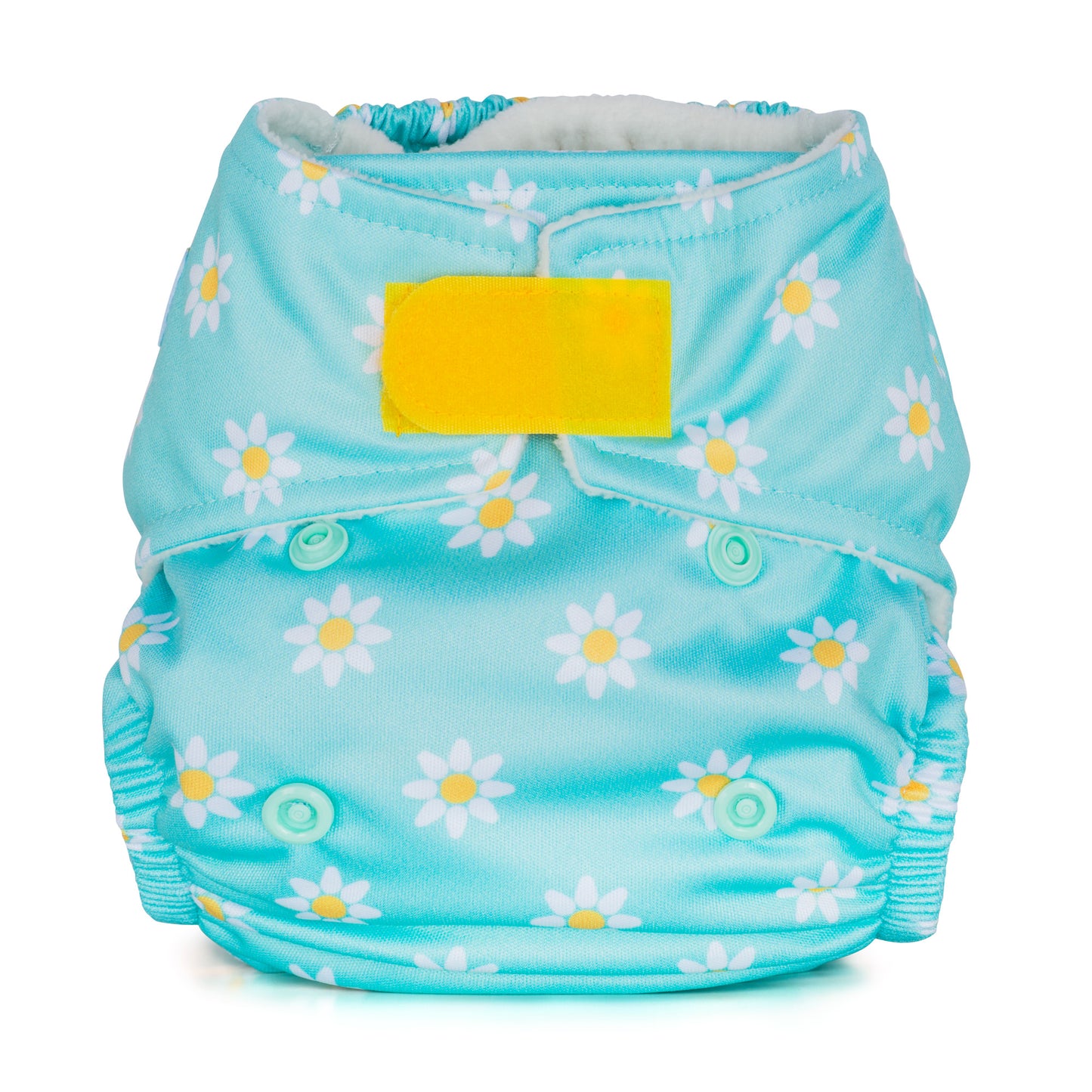 Blue Yellow Baba+Boo Newborn Daisies Flowers Reusable Cloth Nappy
