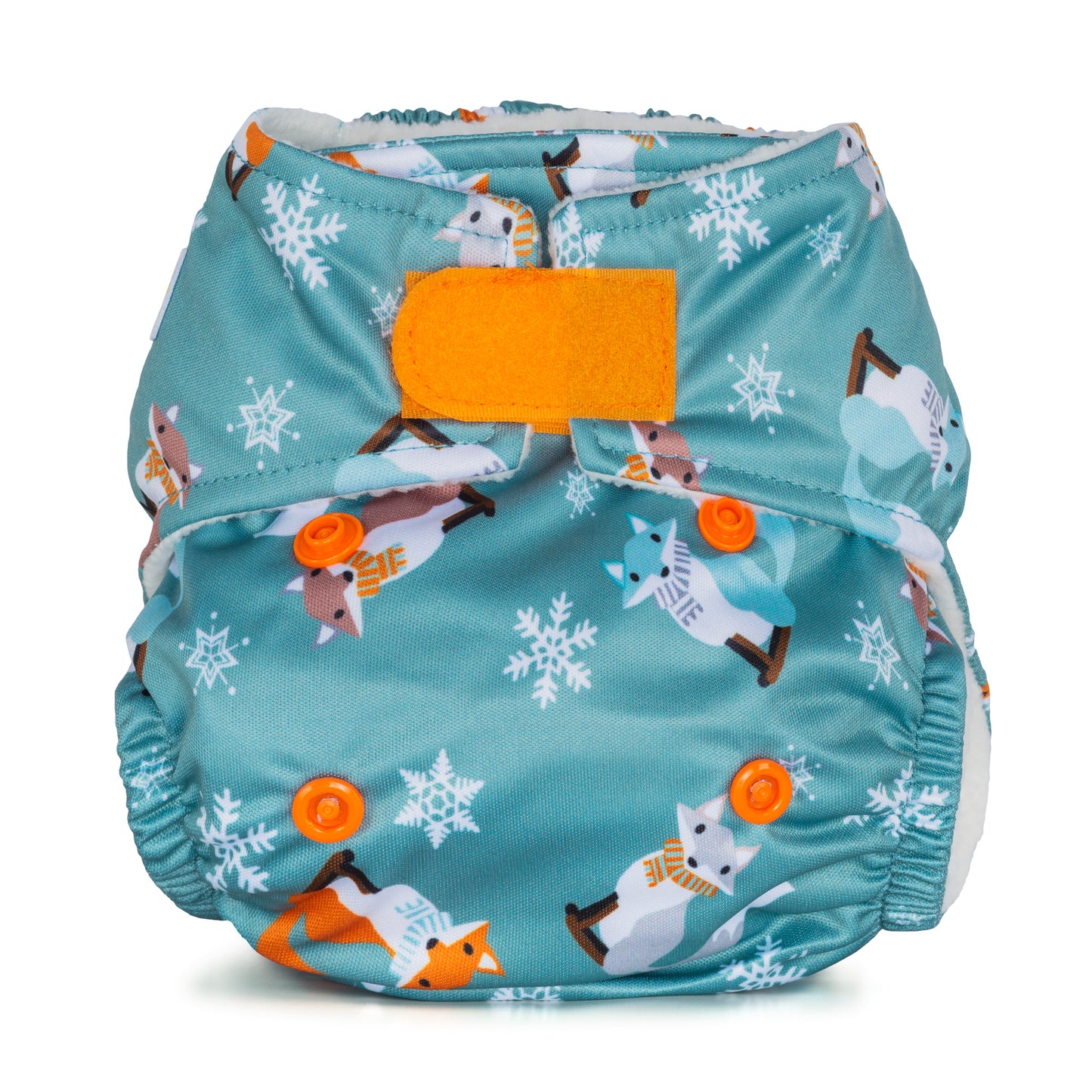 Blue Baba+Boo Newborn Frosty Foxes SnowReusable Cloth Nappy