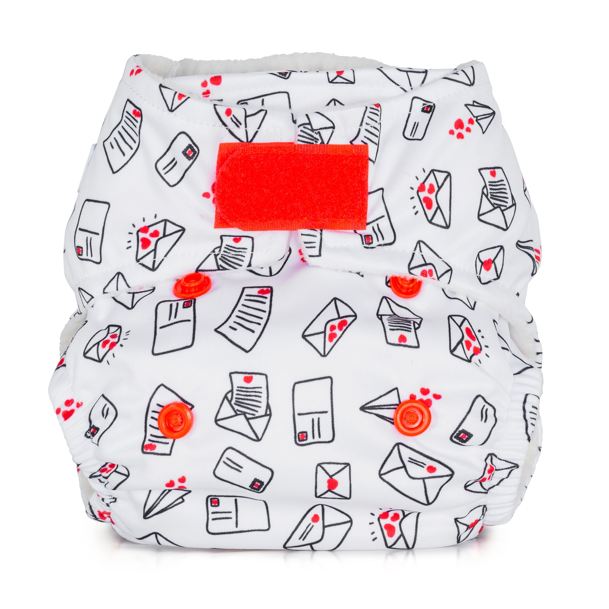 White Red Baba+Boo Newborn Love Letters Reusable Cloth Nappy