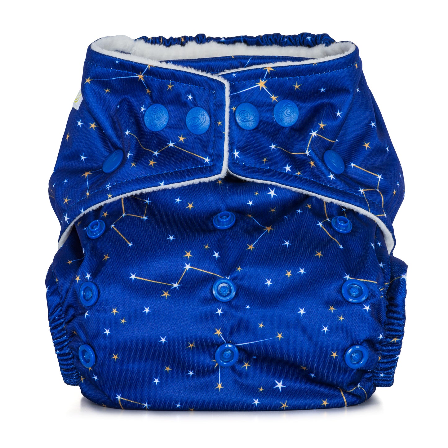 Blue Yellow Baba+Boo One Size Constellations Stars Reusable Cloth Nappy