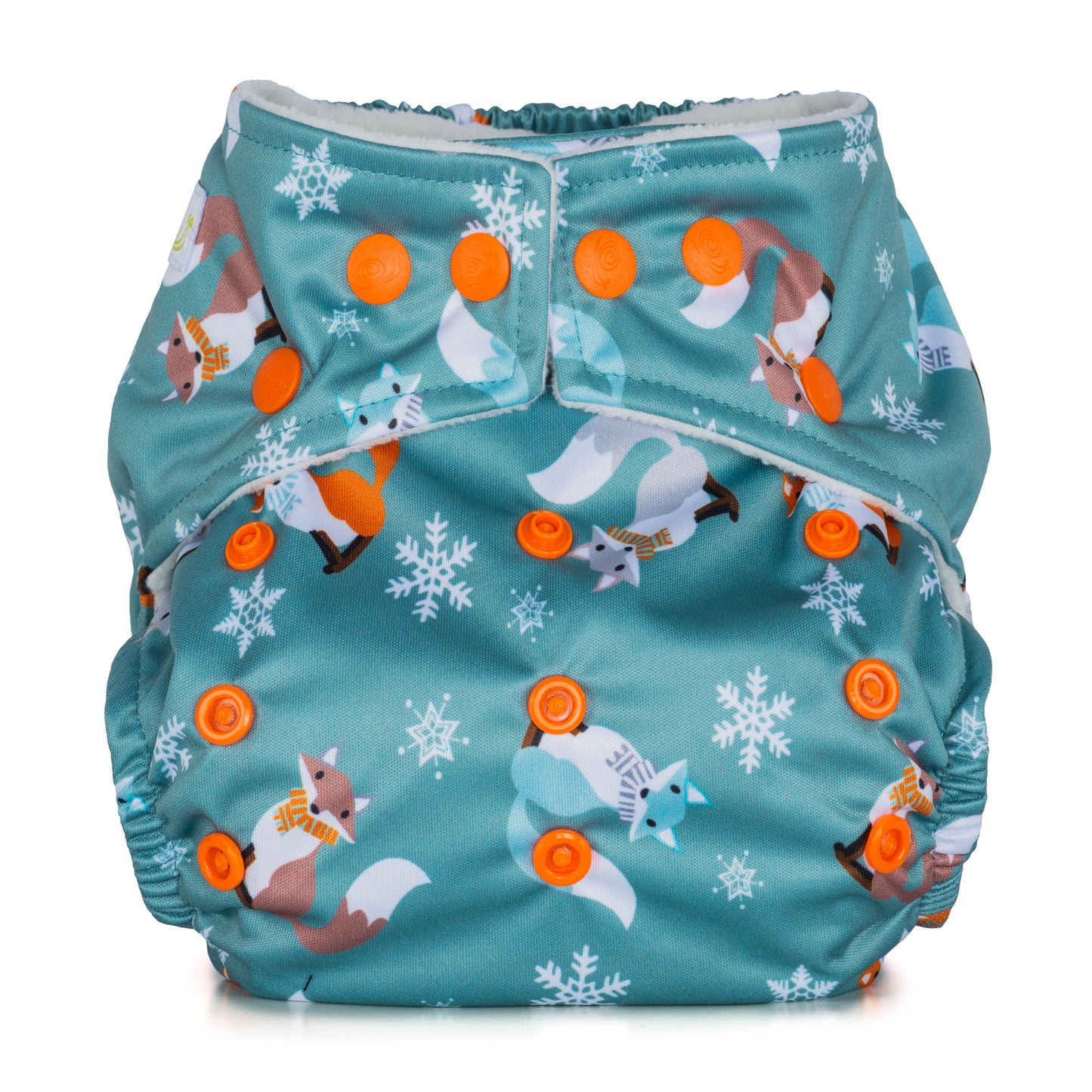 Blue Orange Baba+Boo One Size Frosty Foxes Snow Reusable Cloth Nappy