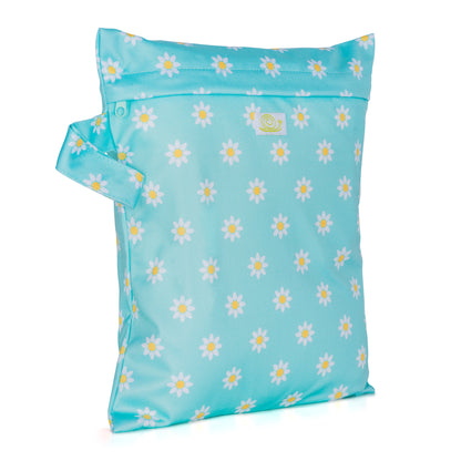 Blue White Daisies Flowers Baba+Boo Small Reusable Nappy Wet Bag