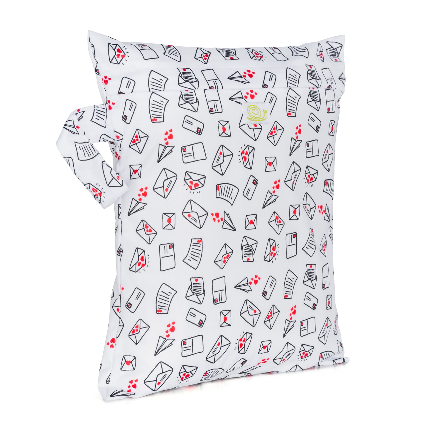 White Red Love Letters Baba+Boo Small Reusable Nappy Wet Bag