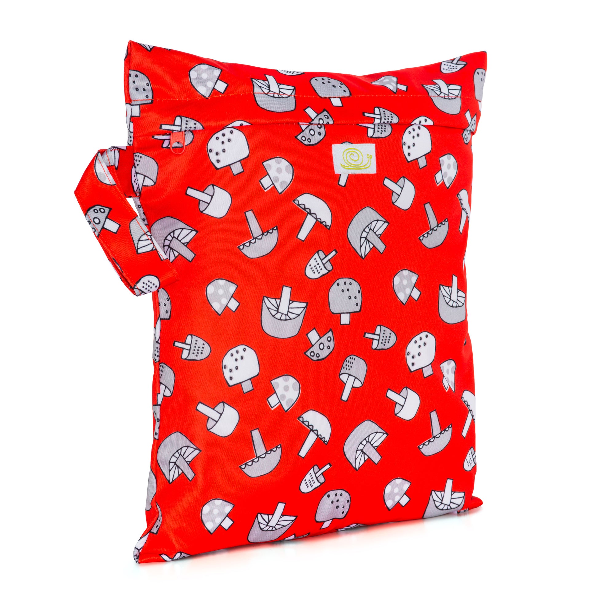 Red Grey Mushrooms Toadstools Baba+Boo Small Reusable Nappy Wet Bag