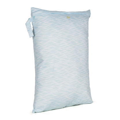 Pastel Blue Waves Sea Large Reusable Nappy Wet Bag