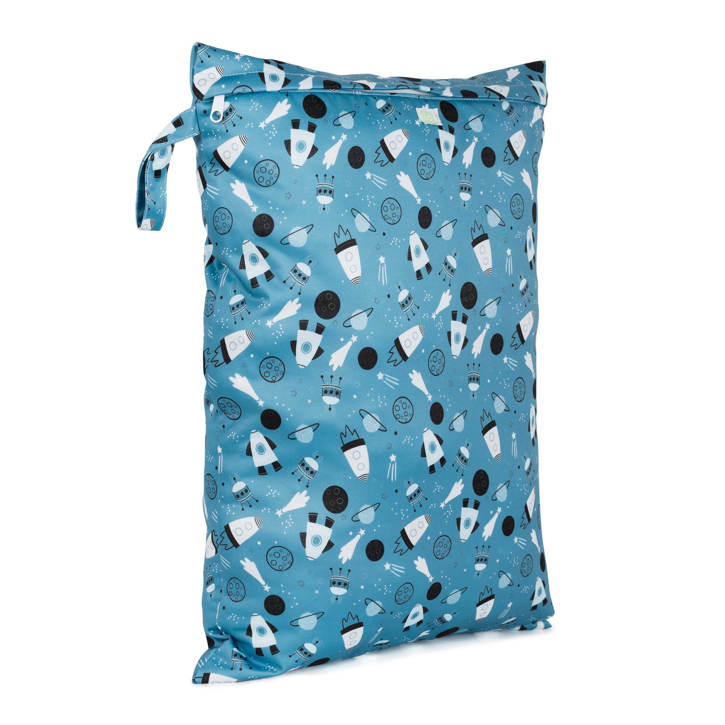Blue Shoot For The Moon Space Rocket Large Reusable Nappy Wet Bag