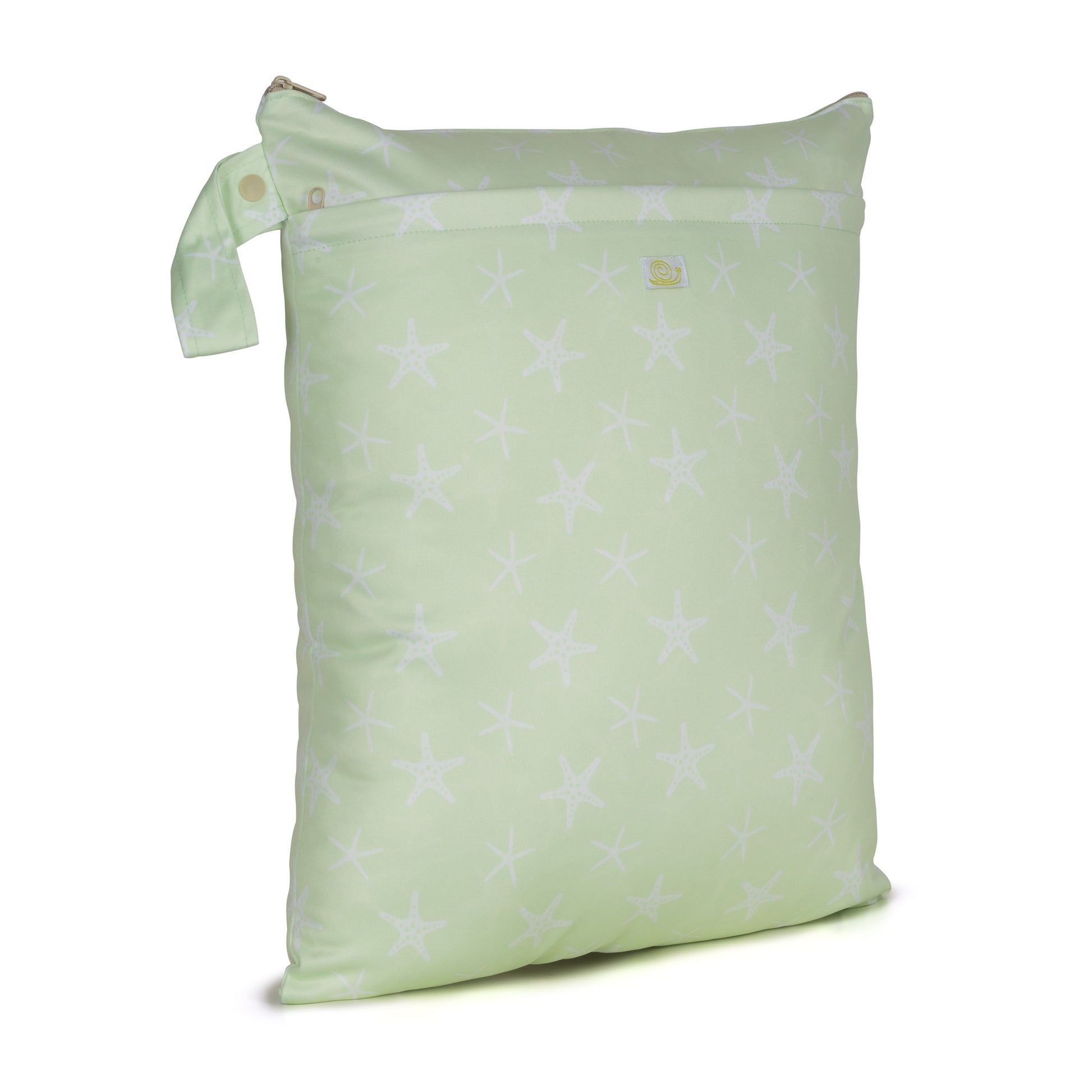 Pastel Green Starfish Seaside Medium Reusable Nappy Wet Bag