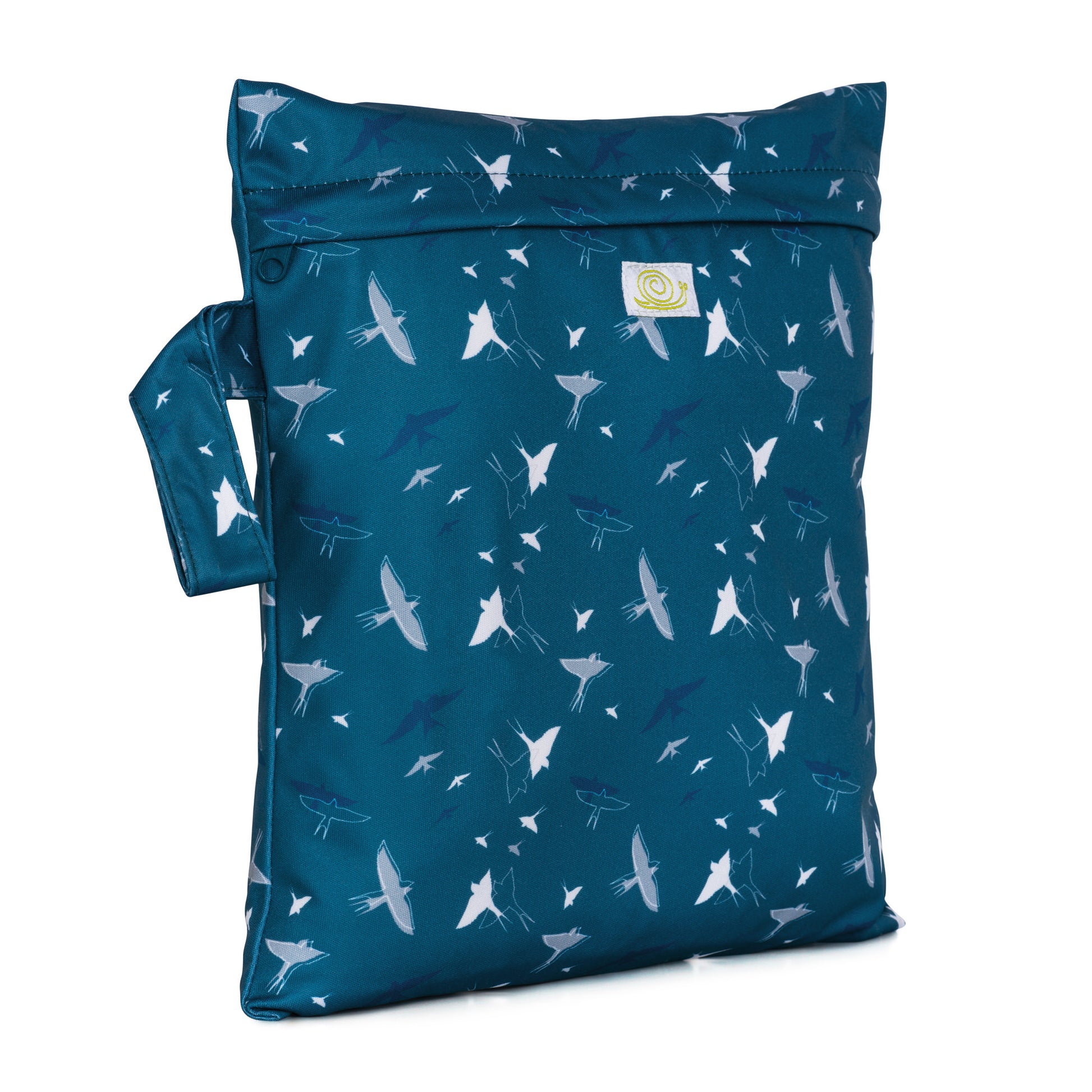 Navy Blue Swallows Bird Small Reusable Nappy Wet Bag