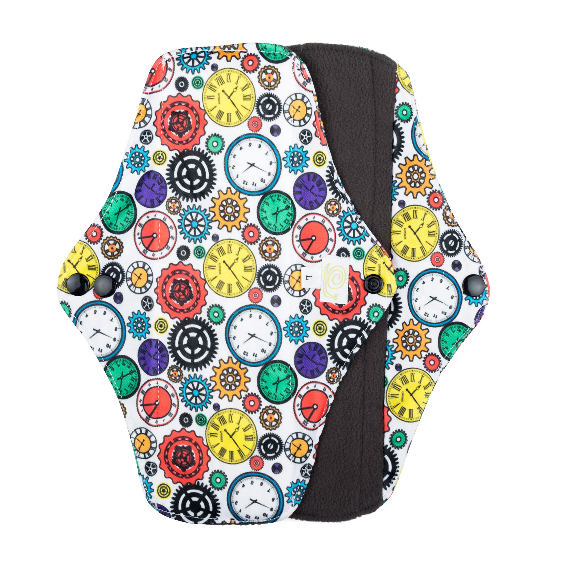 White Clock Print Baba & Boo Large Cloth Sanitary Pads