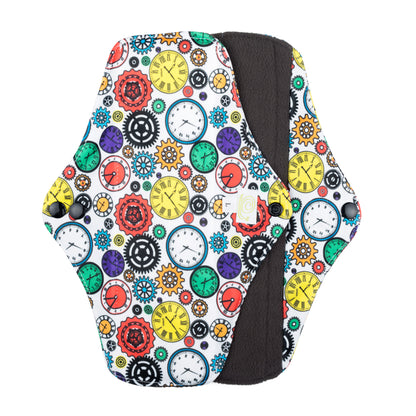White Clock Print Baba & Boo Large Cloth Sanitary Pads