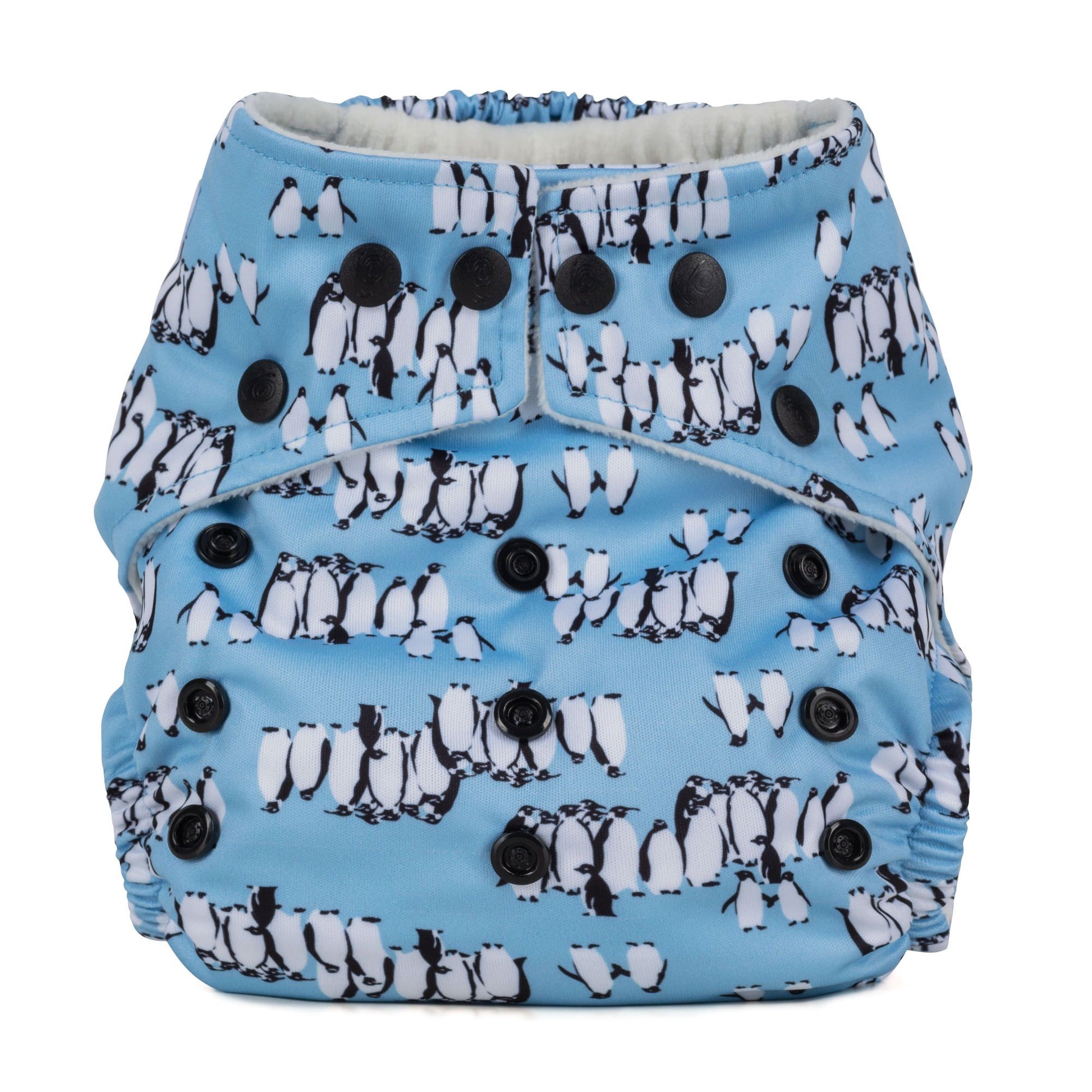 Blue White One Size Penguins Reusable Cloth Nappy