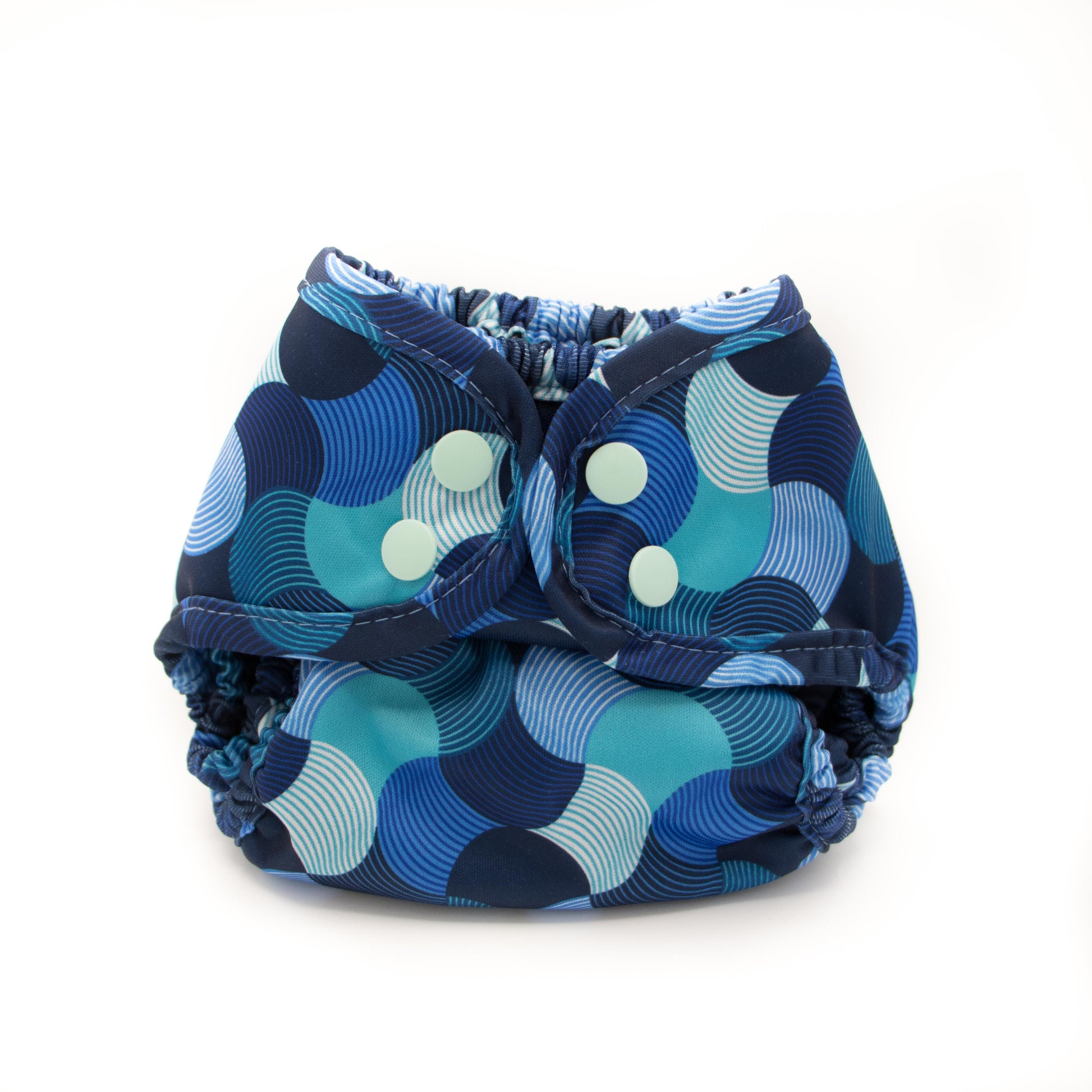 Blue Newborn Size Groovy Swirly Reusable Cloth Nappy Wrap