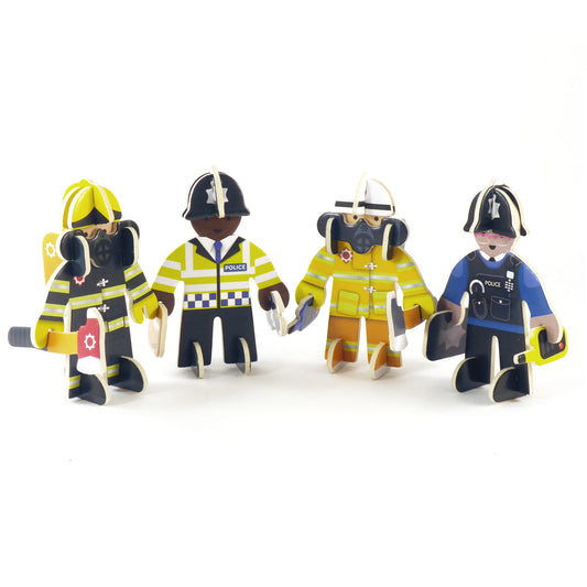 Playpress Eco Friendly Zero Waste Children's Police Officer Firefighter Rescue Team Playset Gift