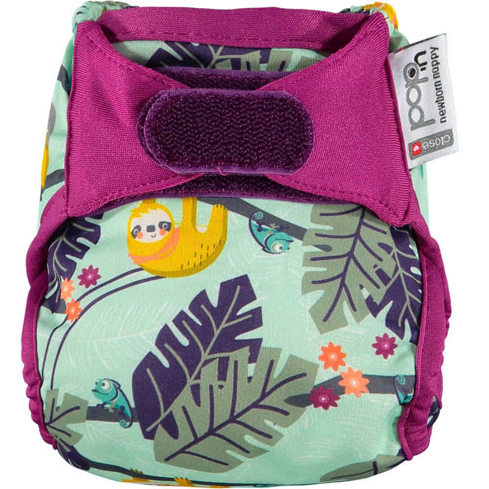 Sage Purple Pop-in Newborn Sloth Reusable Cloth Nappy