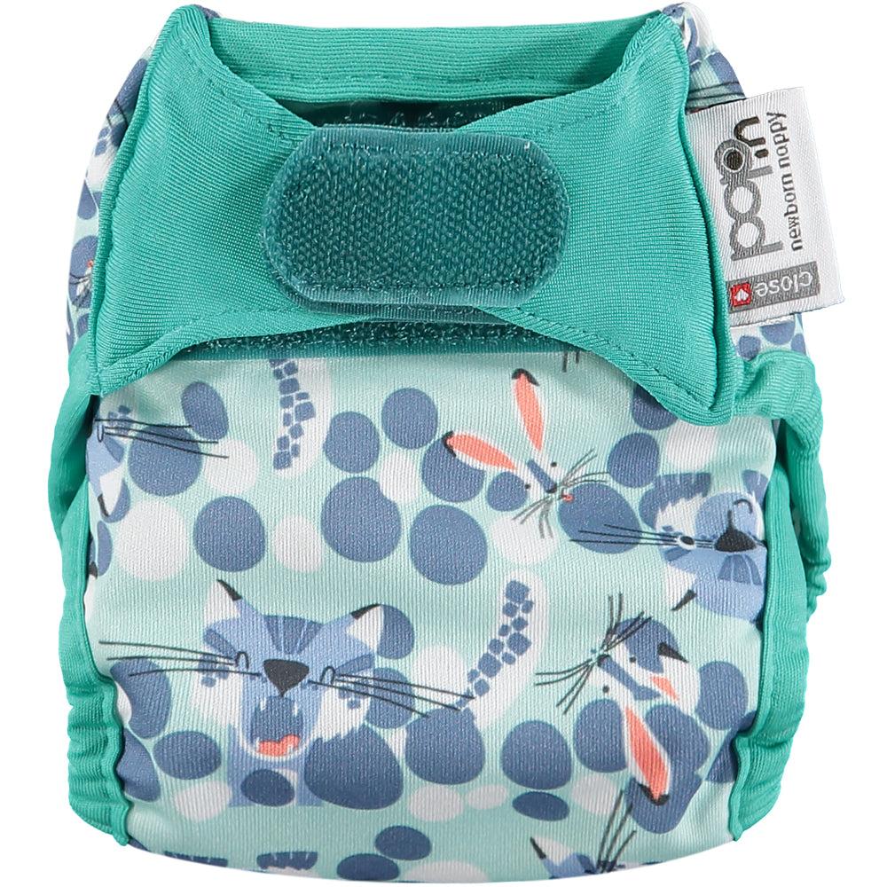 Green Pop-in Newborn Snow Leopard Reusable Cloth Nappy
