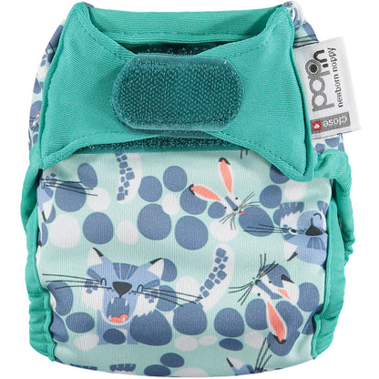Green Pop-in Newborn Snow Leopard Reusable Cloth Nappy