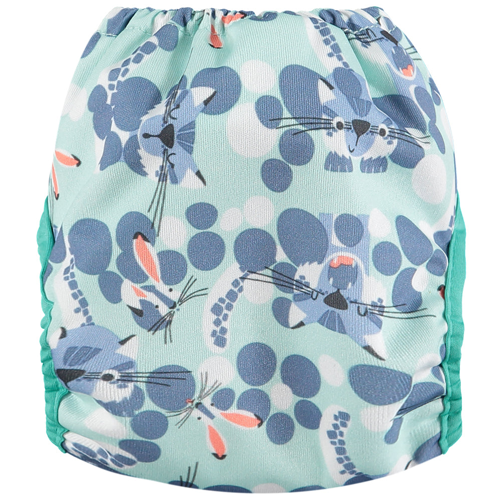 Green Pop-in Newborn Snow Leopard Reusable Cloth Nappy