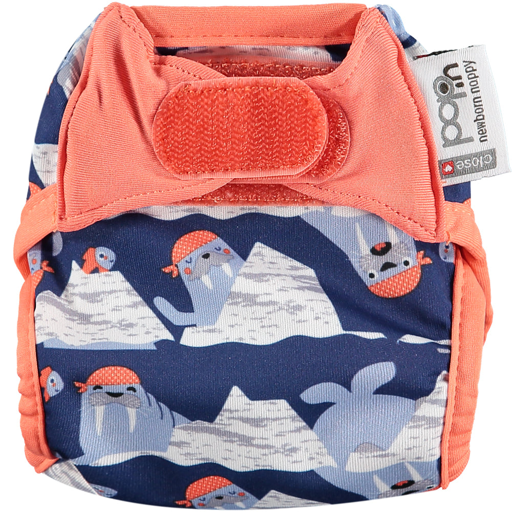 Blue Pop-in Newborn Walrus Reusable Cloth Nappy