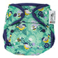 Green Blue Pop-in One Size Around The Garden Reusable Cloth Nappy, With Popper Fastening