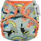 Sage Orange Pop-in One Size Rainbow Toucan Reusable Cloth Nappy, With Popper Fastening