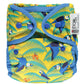 Blue Yellow Pop-in One Size Parrot Reusable Cloth Nappy Wrap With Popper Fastening