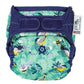 Green Blue Pop-in One Size Around The Garden Reusable Cloth Nappy, With Velcro Fastening