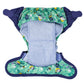 Inside Of Green Blue Pop-in One Size Around The Garden Reusable Cloth Nappy, With Velcro Fastening