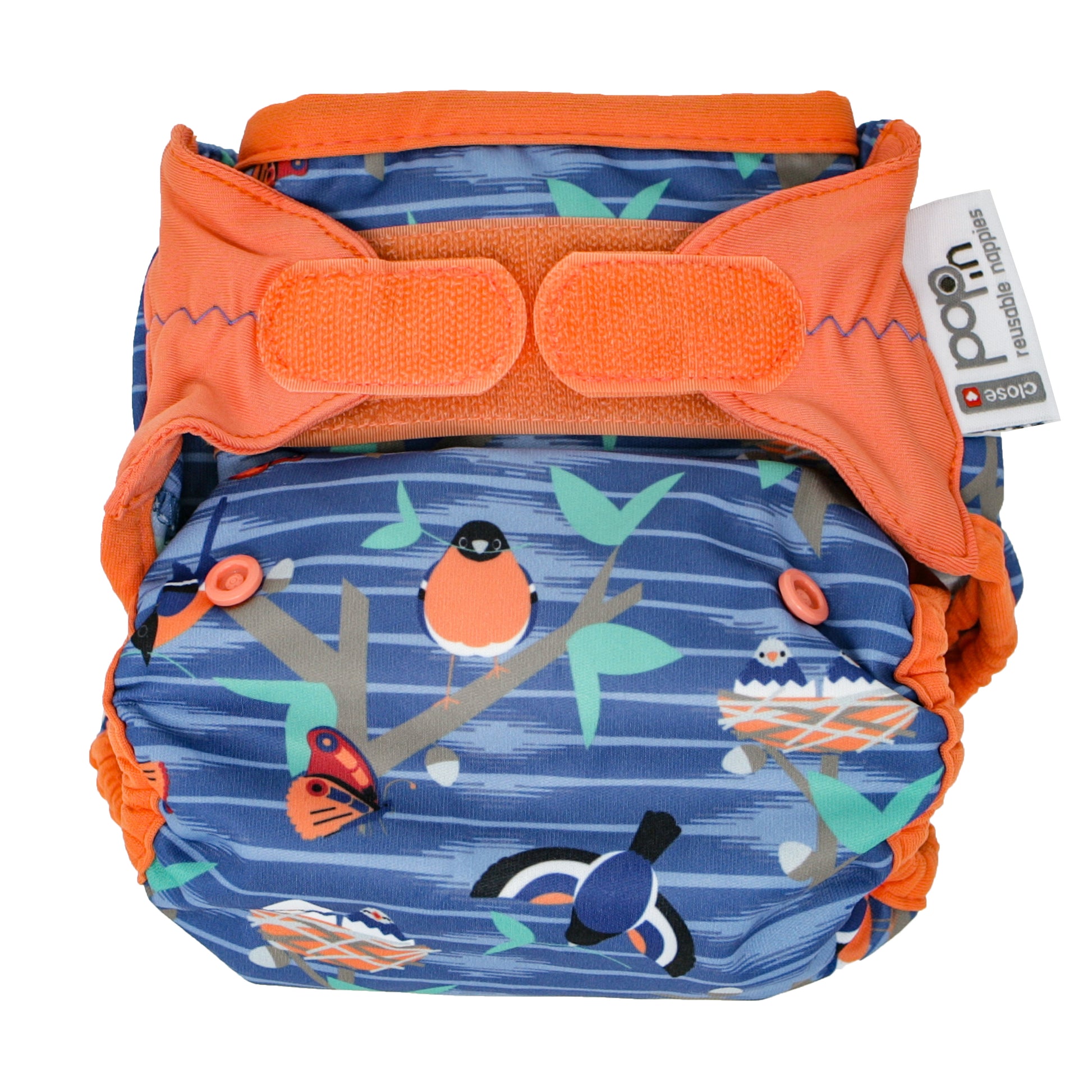 Blue Orange Pop-in One Size Twilight Garden Reusable Cloth Nappy Wrap, With Velcro Fastening