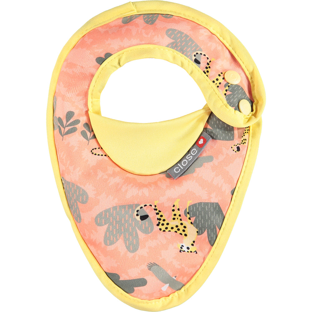 Peach Yellow Pop-in Stage 1 Bib Cheetah Recycled Plastic