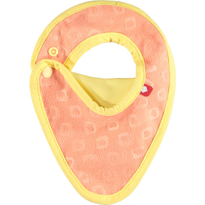 Back of Peach Yellow Pop-in Stage 1 Bib Cheetah Recycled Plastic