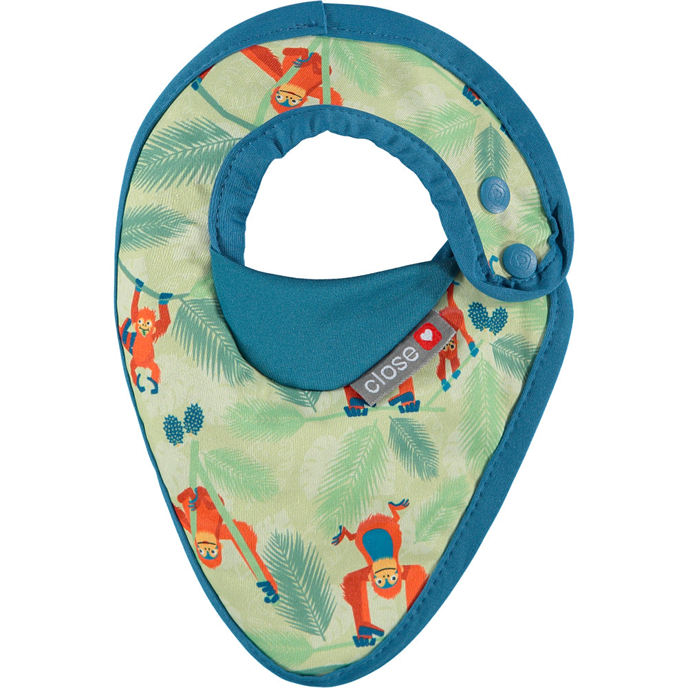 Green Blue Pop-in Stage 1 Bib Orangutan Recycled Plastic 