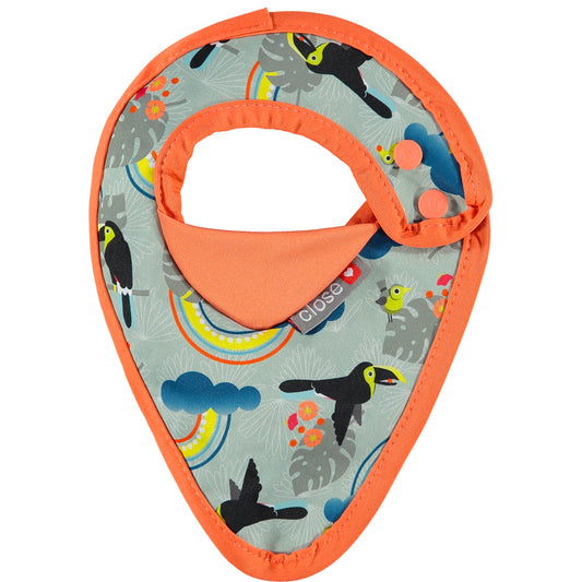 Sage Orange Pop-in Stage 1 Bib Rainbow Toucan Recycled Plastic